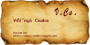 Ványi Csaba névjegykártya